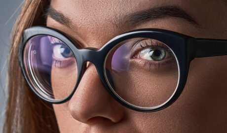 Woman,In,Black,Frame,Glasses,For,Vision,Close,Up